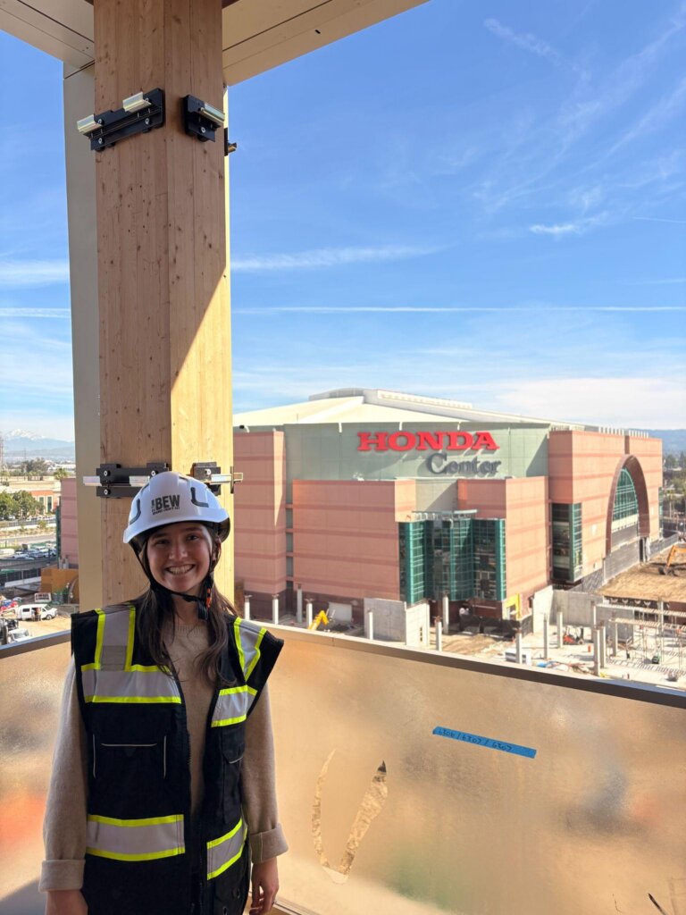 On a site visit to the OC Vibe construction site during my Labor Placement with the International Brotherhood of Electrical Workers (IBEW) Local 441 in Orange County.