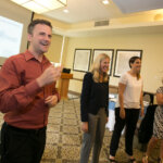 Delivering an improv workshop.
