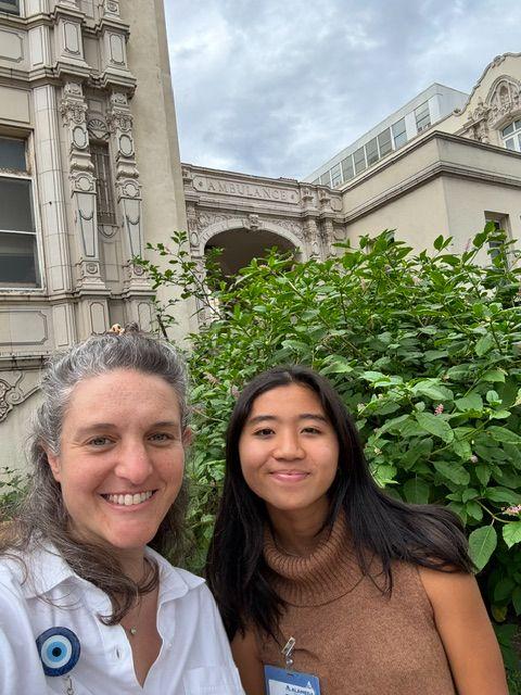 Maia interned at Alameda Health System; pictured with her supervisor, Hillary Katsin, Service Line Director.
