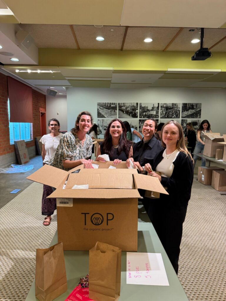 In June 2024, The Pad Project hosted a pad packing event with GenV, a program of Visionary Women. Together, they packed over 600 menstrual kits to be donated to their local partner in Los Angeles.