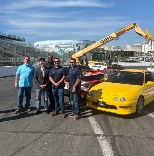 Standing on the Long Beach Grand Prix racetrack with LiUNA! 1309 Laborers local union leadership.