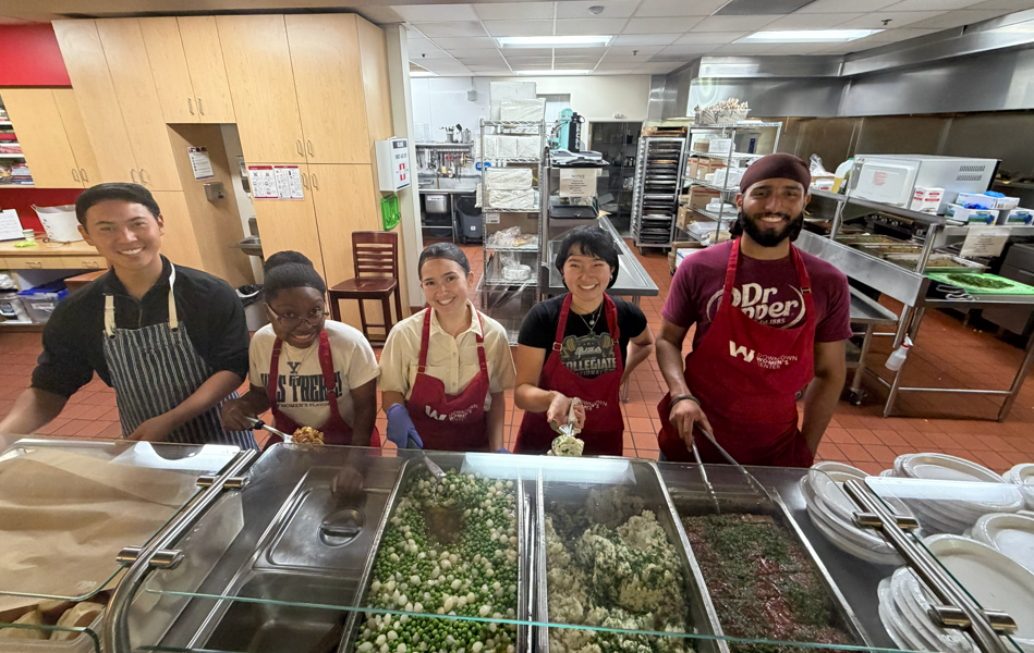 Volunteering at the Downtown Women's Center with other cohort members as part of the public policy fellowship.
