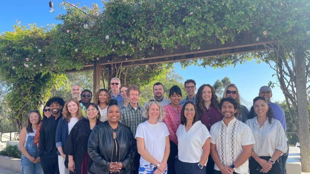 Participants in a Coro California Lead Fellowship cohort during a group gathering.