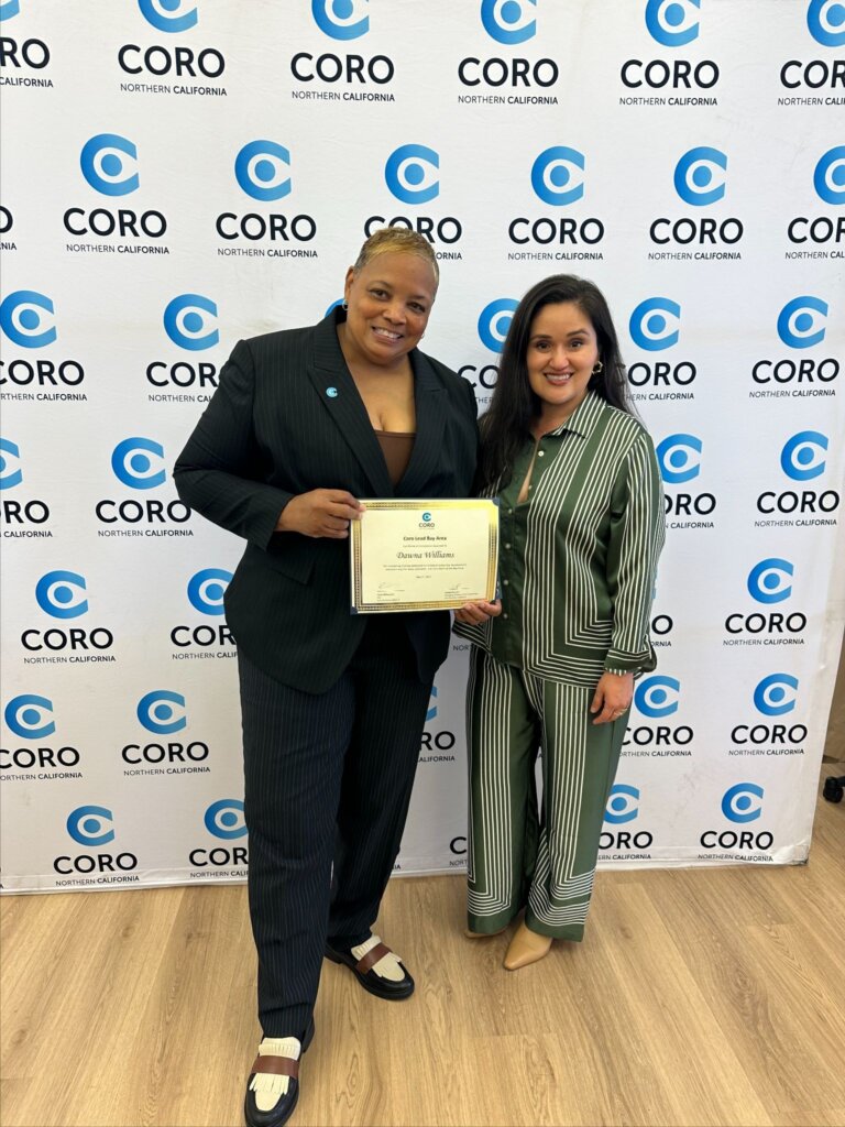 At the graduation ceremony for Coro’s Lead Bay Area program, Coro’s part-time fellowship program for professionals seeking to strengthen their leadership capacity, expand their network, and drive meaningful change.