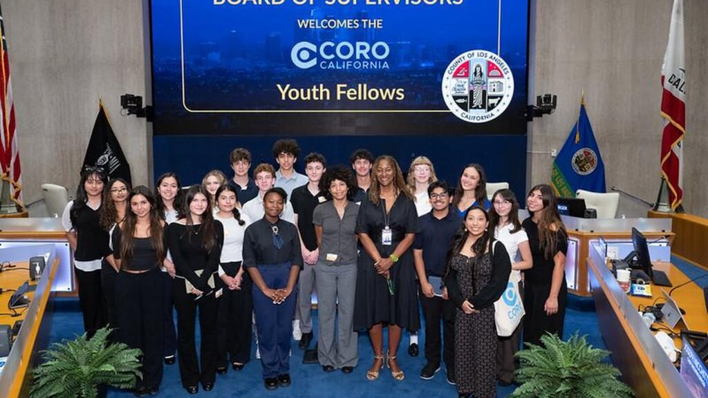 Our Youth Fellows Program cohort met with LA County Supervisor Holly J. Mitchell, a Coro alum.