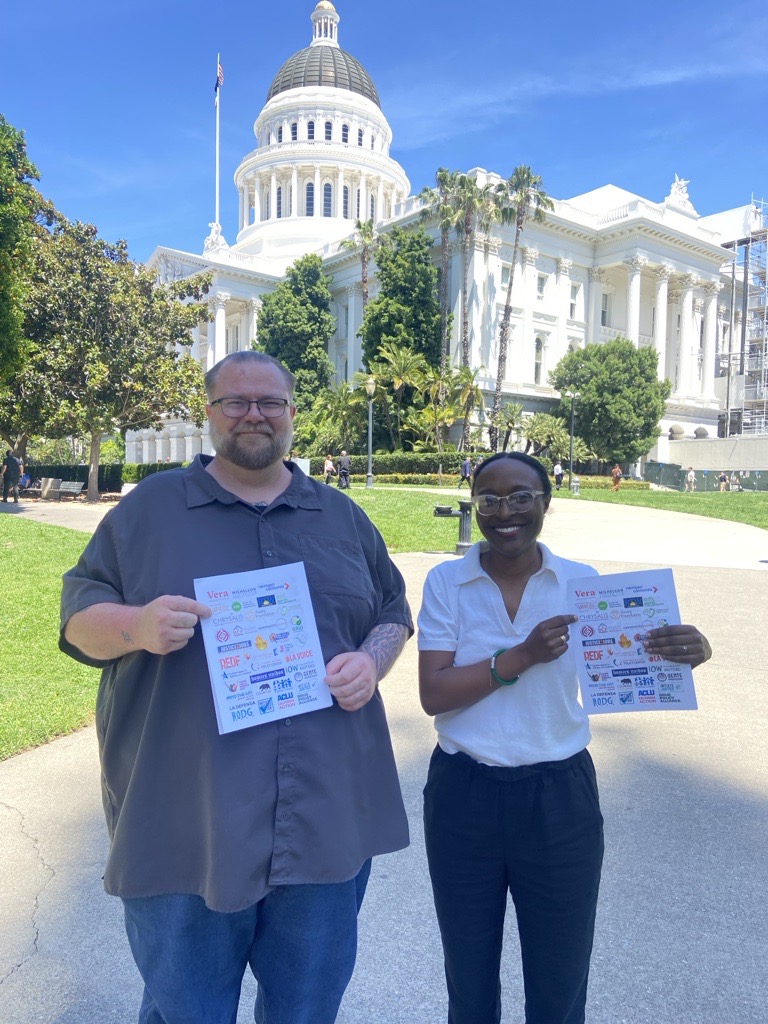 Afton with a Chrysalis colleague and former client in Sacramento, advocating for a pre-trial diversion pilot program.